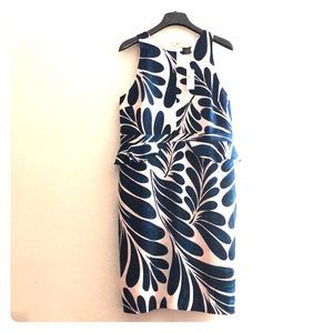 🆕 Blush Pink and Navy Leaf Print Peplum Dress